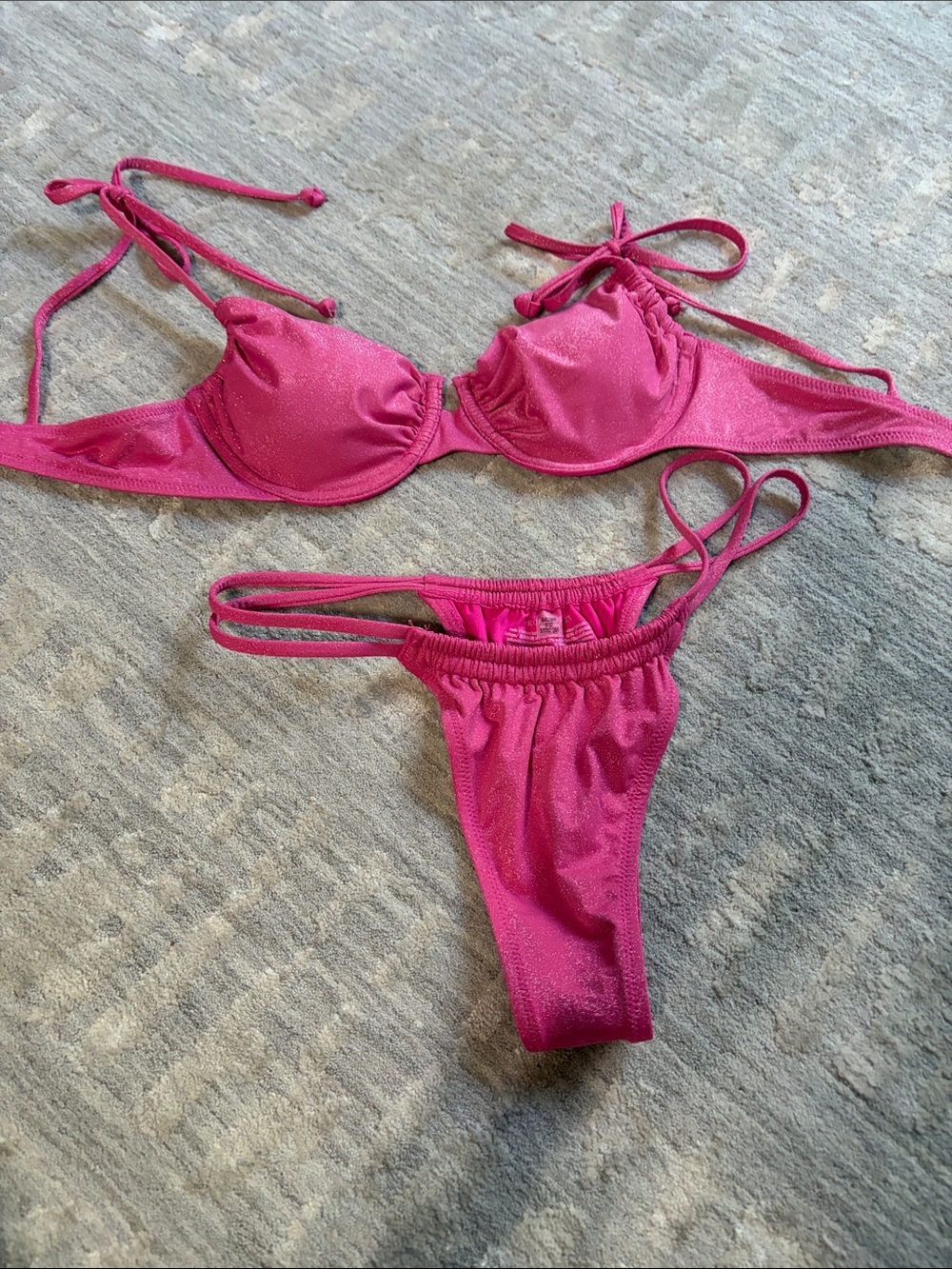 Victoria's Secret Shimmery Fuchsia Pink Bikini Set
